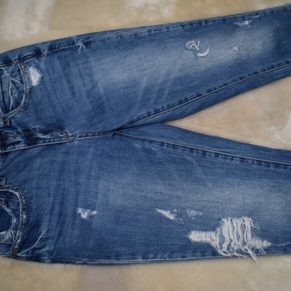 Blank NYC Madison Crop Destroyed Jeans Size 24 High Rise Frayed Hem Denim - Picture 12 of 15
